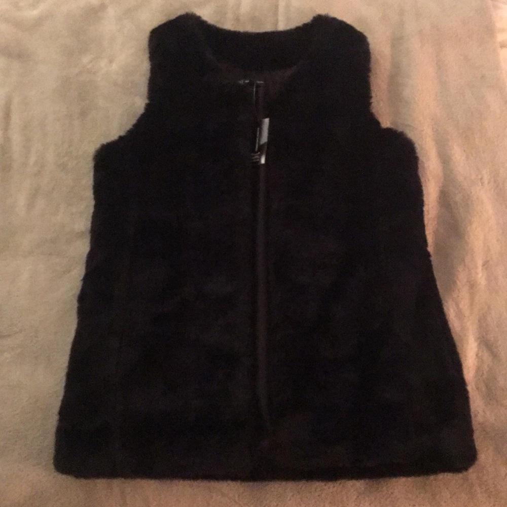 Faux black fur vest - NWT